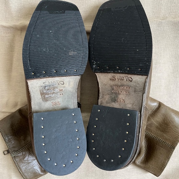 SHOTO Italian Brand Olive Square Toe Boots size 36.5 Perfect Condition - Picture 4 of 4